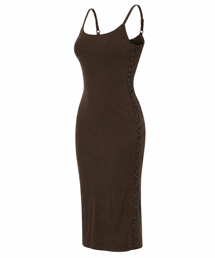 Lopejeu Hourglass Eyelet Dress (Brown)