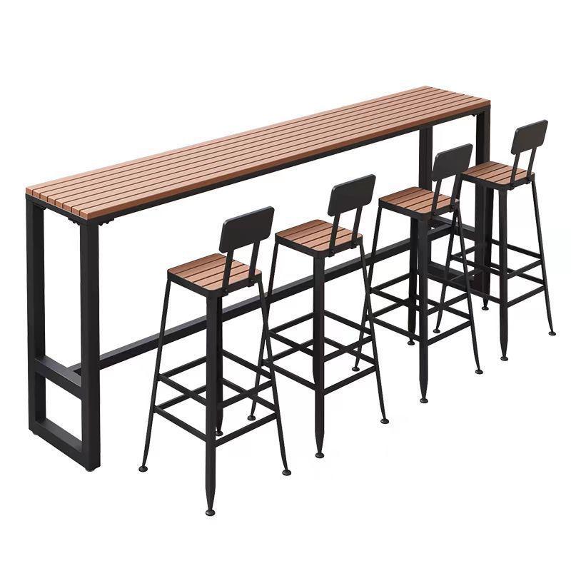 Garden High-Legged Table and Chair Set - Anti-Corrosion Plastic Wood, Waterproof, UV-Resistant, Perfect for Balcony or Outdoor Bar.