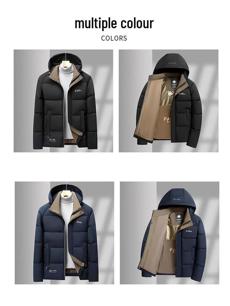 Herren 2025 Winter gefütterter Baumwollmantel mit abnehmbarer Kapuze - Business Casual Warme Oberbekleidung
