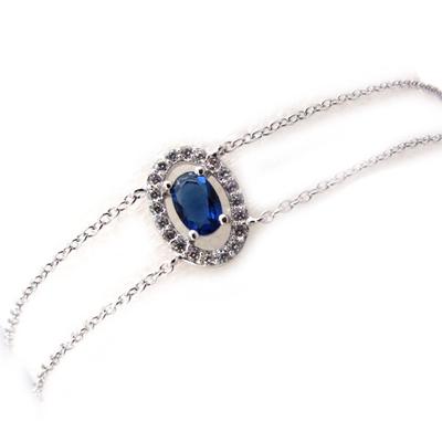 [L7208] - Silver Bracelet 'Sissi' White Sapphire