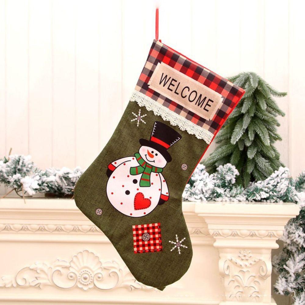 Thickened Christmas Socks Candy Bag Santa Claus Elk Snowflake Christmas Tree Decorations  Kids
