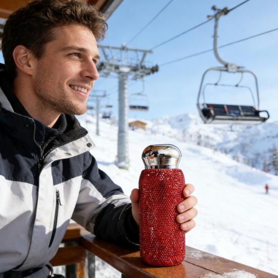 Rhinestone Thermal Cup Stainless Steel Mini Insulated Bottle Portable Bling Travel Mug Luxury Gift for Women