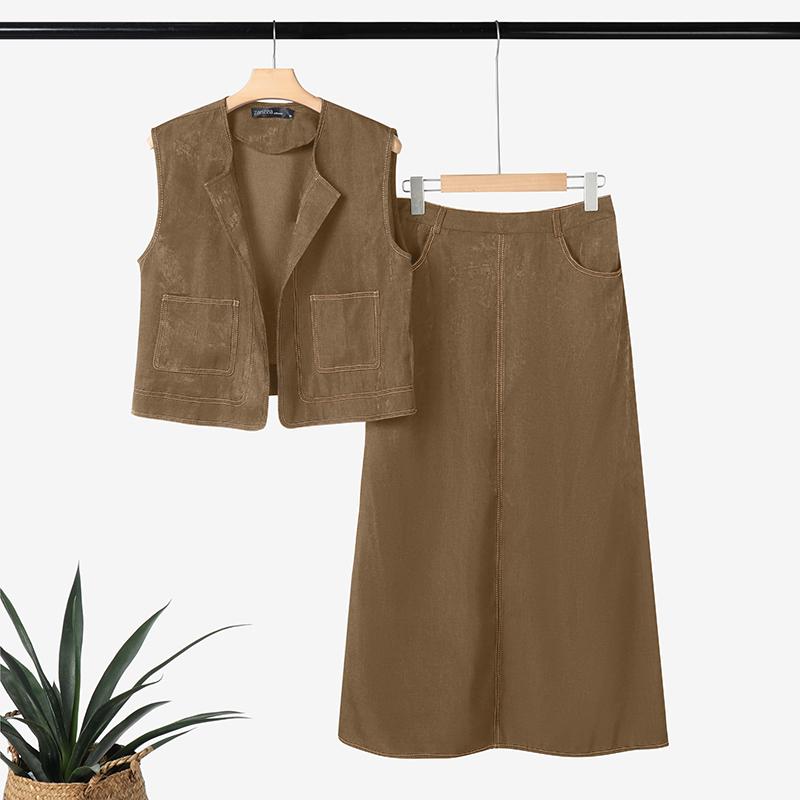 ZANZEA Damen Ärmellose Westen Tops und Hosen Lässige Zweiteiler Anzugsets