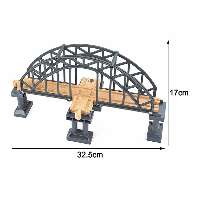 Wooden Train Track Racing Railway Street Sign Toys Bridge Track Accessories Fit Biro Wood Tracks Creative Toys For Children Gift