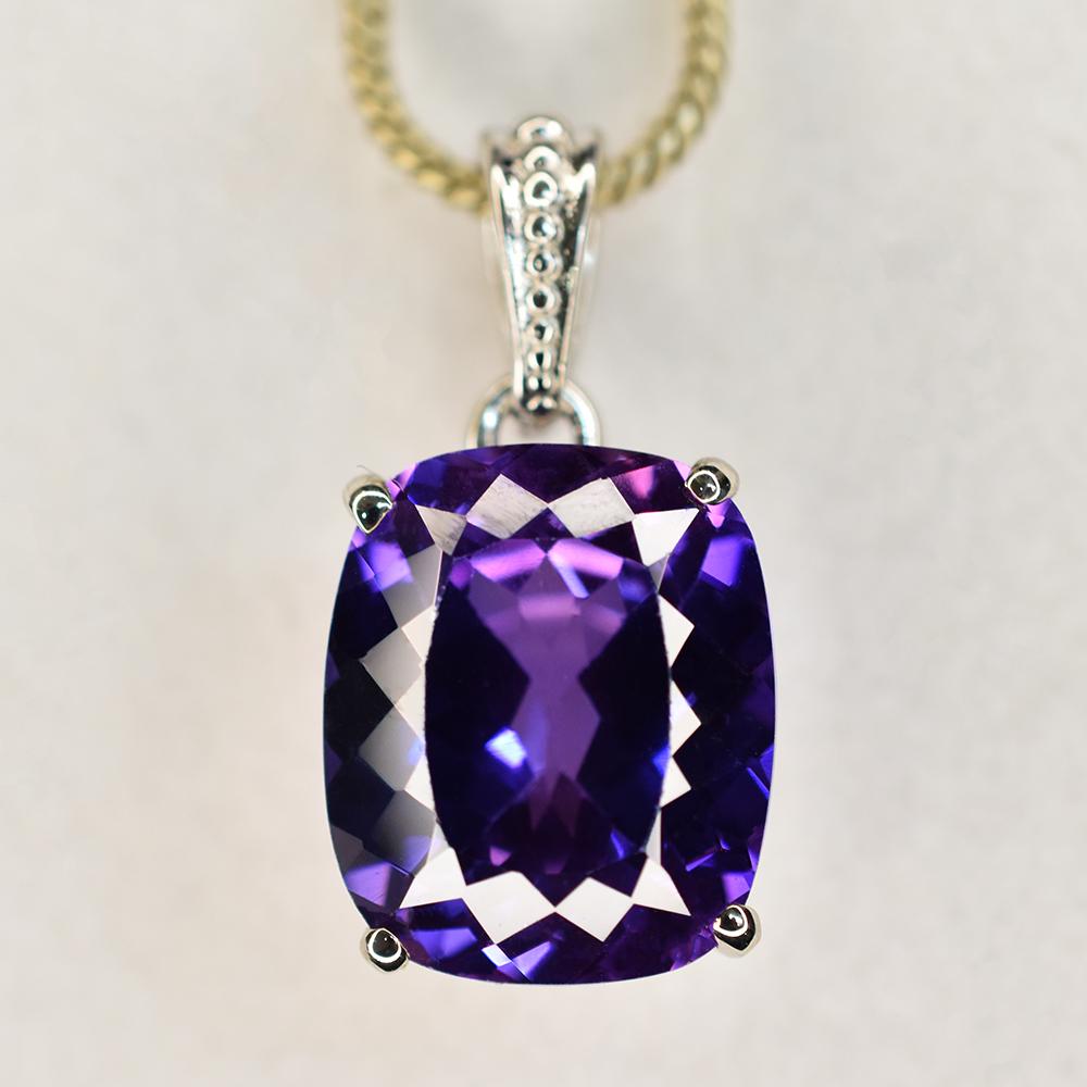 Purple Tanzanite 26 Ct Natural Cushion Pendant 925 Sterling Silver