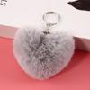 8Cm Fluffy Pompom Keychain Gifts For Women Soft Heart Shape Pompon Fake Rabbit Key Chain Ball Car Bag Accessories Key Ring
