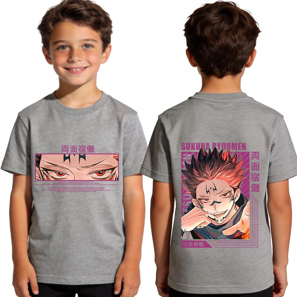 Jujutsu Kaisen Ryomen Sukuna Anime Print Kids T Shirt Casual Cotton Boy Top Tee Clothes