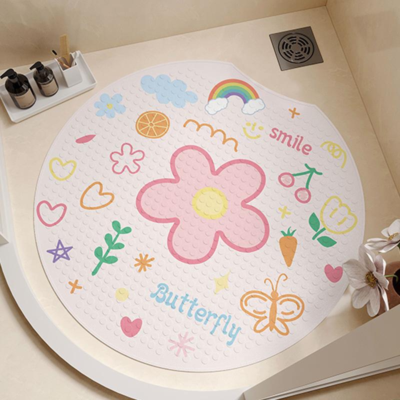 

Коврик для ванной комнаты с противоскользящим покрытием, коврик для ног с защитой от падений для детской ванной, коврик для душа с веерообразным присоской, круглый ковер Round notch 55 * 55cm