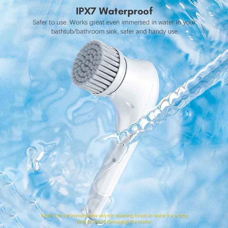 Cordless Bathroom Scrubber - 5-Attachment Electric Brush - For Toilets, Sinks & Bath Mats - Rechargeable Deep Cleaning Tool