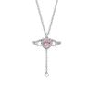 Romantic Heart Pendant Necklace with Angel Wing Zircon Collarbone Chain Elegant Gift For Women Best Friend