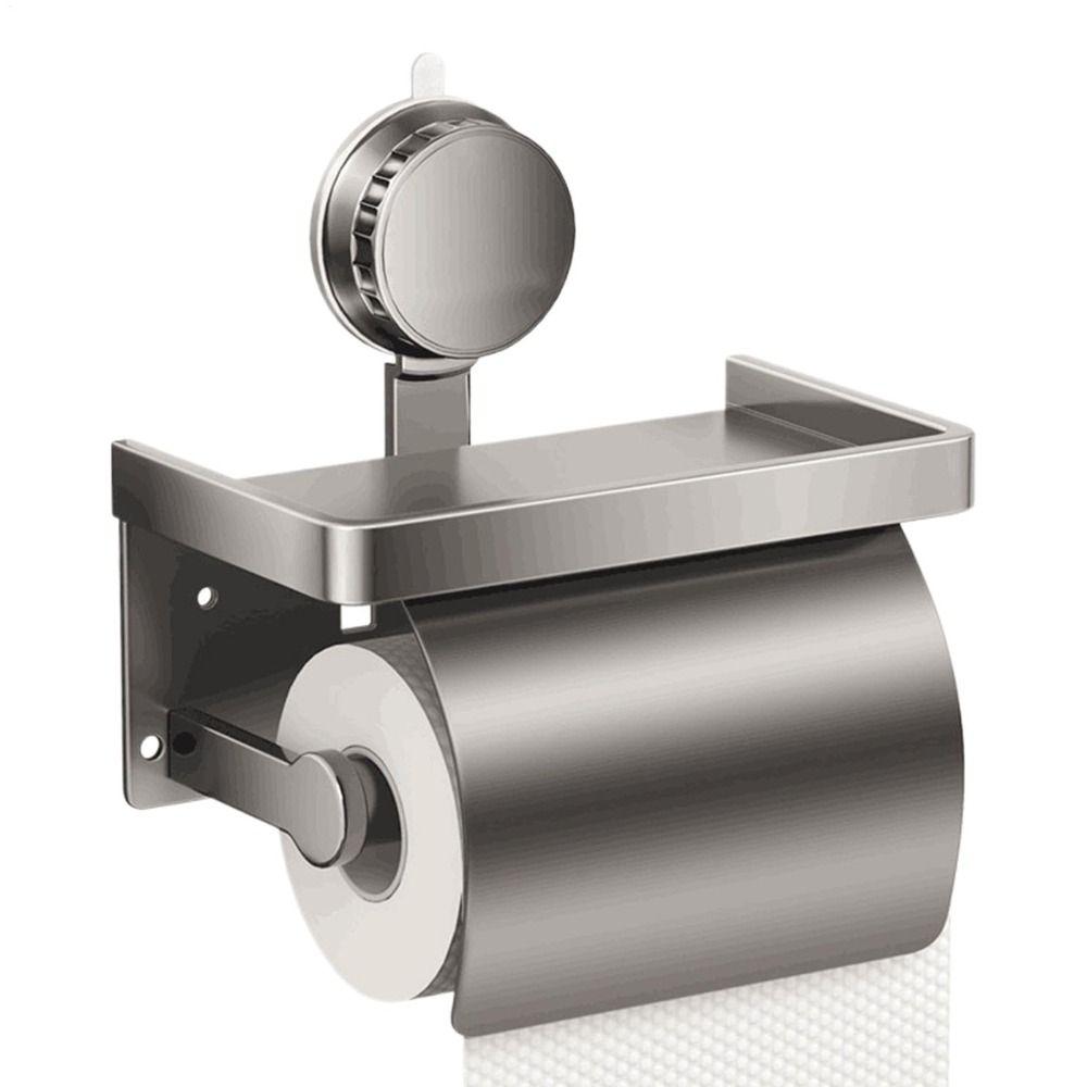 No Drilling Toilet Roll Paper Rack Suction Cup Tissue Stand  Bathroom Kitchen