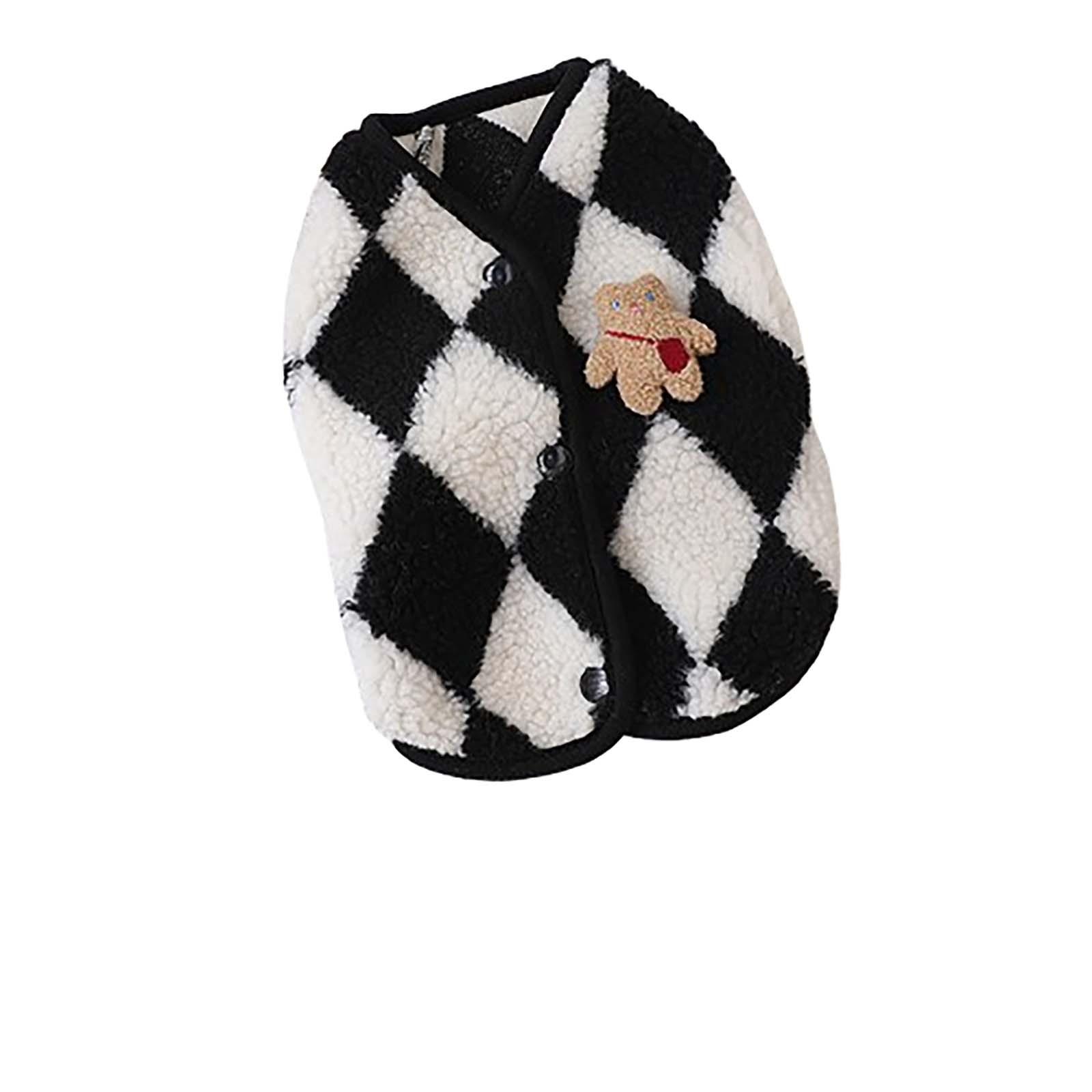 

Жилет в ромбовидную клетку Одежда для домашних животных, одежда для маленьких молочных собак, маленьких собак и зимняя теплая одежда для ног XL чёрный