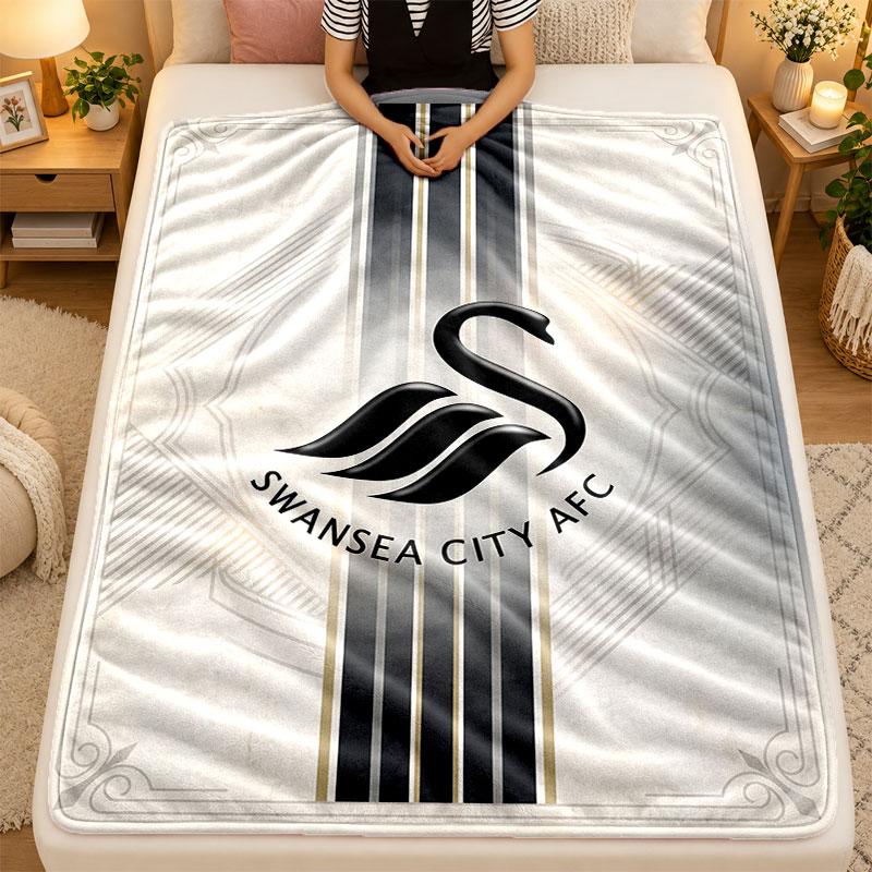 Flannel BlanketSwansea City Warm Soft Throw Blanket for Indoor Sofa Bed Living Room Use