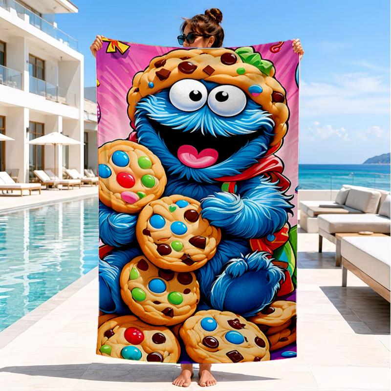 Elmo And Cookie Sesame Friends Beach Towel, Super Soft Microfiber, Perfect Gift for Her/Him, Birthday, for Pool, Beach, Travel, Decor Beach Party