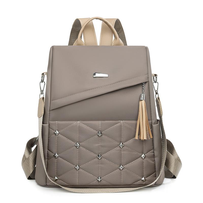 Embroidered Rhomboid Backpack Large Capacity Women's Commuter Bag Multifunctional Shoulder Bag