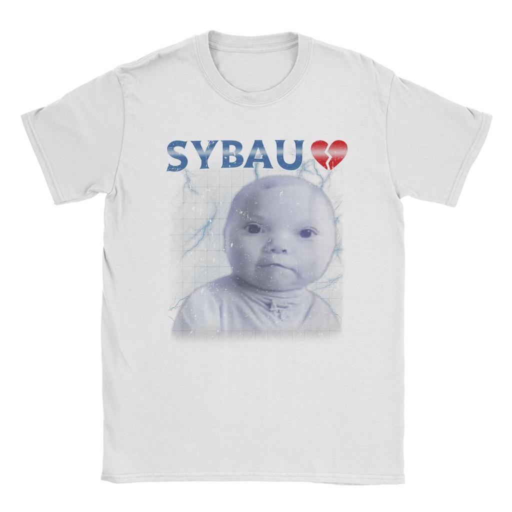 SYBAU Meme Niche Tuff AI Baby Holding Laugh T Shirt Cotton TShirts For Men Hip Hop Tee Shirt ShortSleeve Vintage Clothing