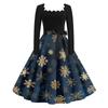 Women's Casual Fashion V Neck Christmas Printed Vintage Dress