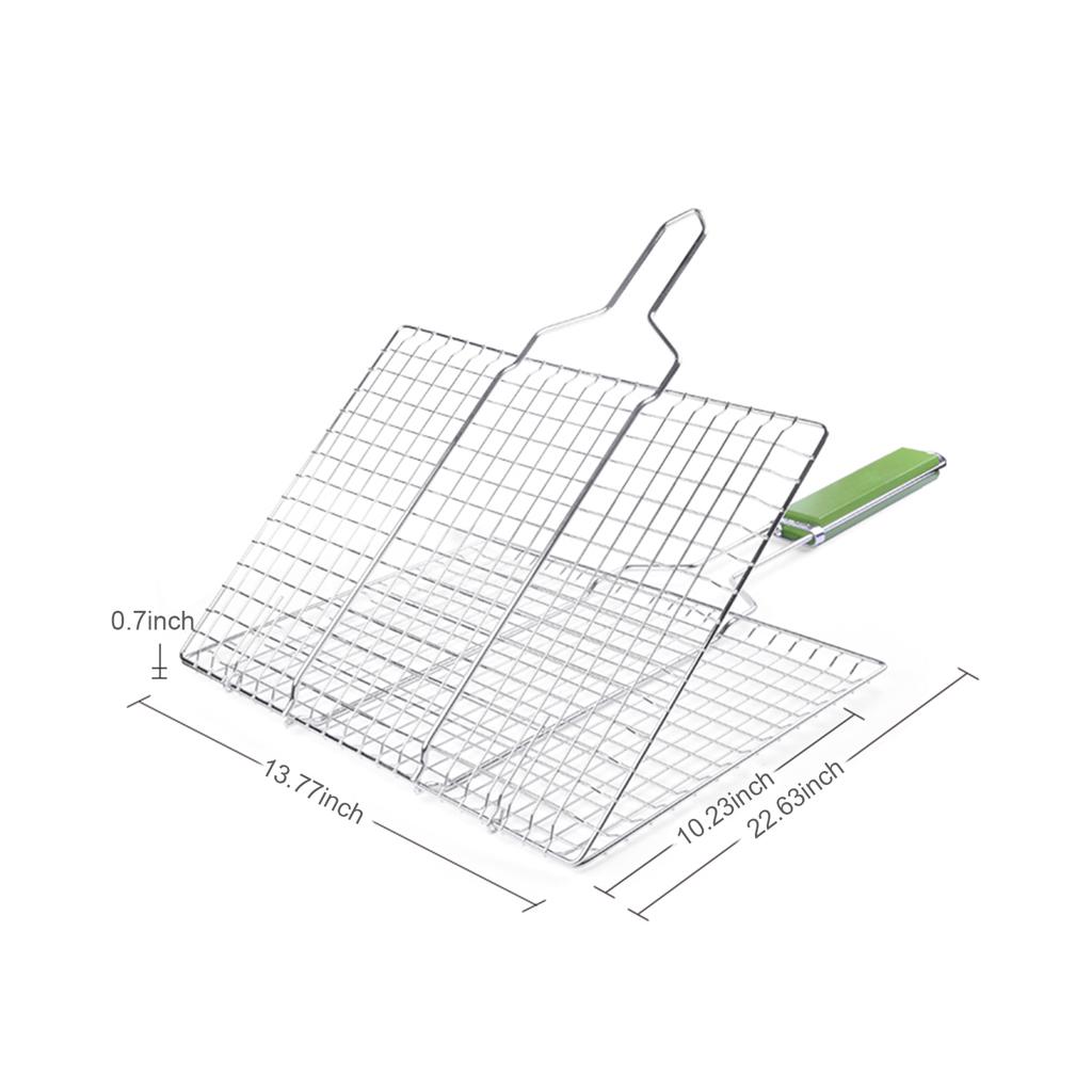 Grilling Basket Non-Stick Barbecue Basket Heavy Duty BBQ Tools Grill Basket for Meats Fish Vegetables Steak