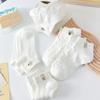 5 Pairs of Socks: White Short Socks for Women, Cotton Socks, Summer Thin Style, Summer Trendy Short Leg, Cute, Spring and Autumn Style Boat Socks