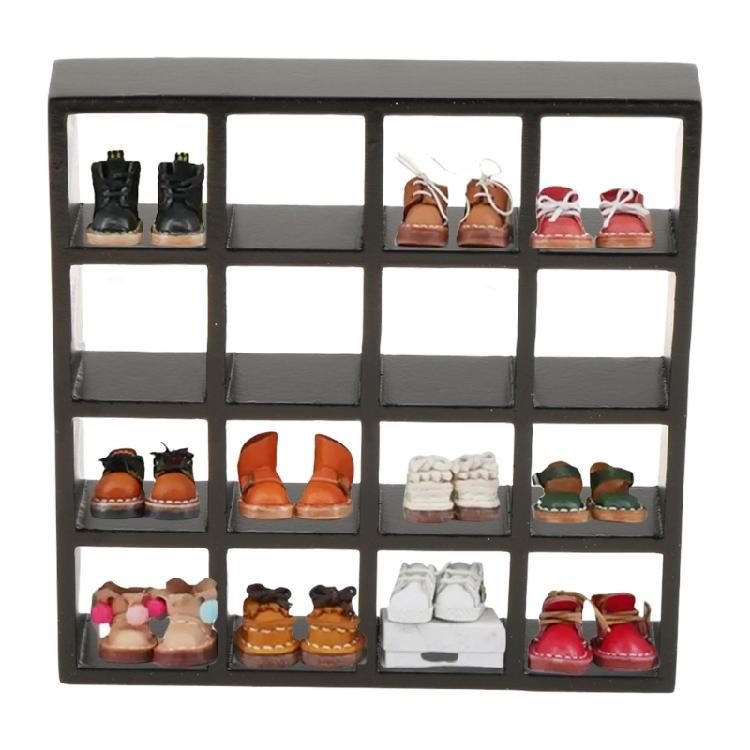 Multifunktionale Miniatur-Puppenhausmöbel-Organizer 16-Fächer-Ausstellungsregal für Haushalts- oder Bürobedarf