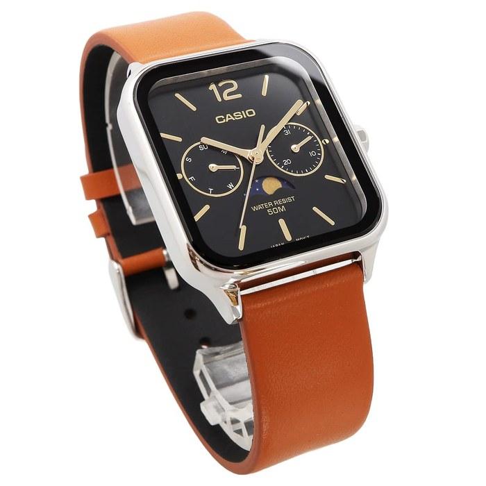 Casio Standard Moon Phase Analog Men's Watch MTP-M305L-1AV (Brown Leather Band, Black)