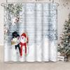 Three Christmas Dwarf Elves in Snow Shower Curtain, Waterproof Fabric Bathroom Shower Curtain Set with 12 Hooks 72"X72"