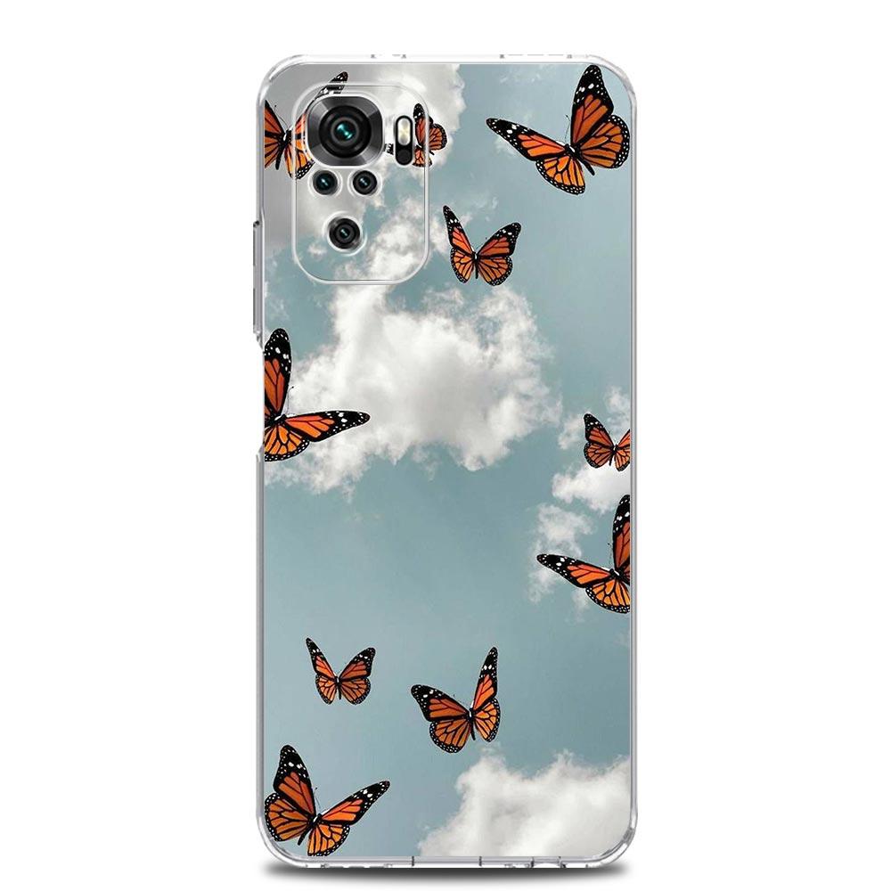 New Square Clear Soft Phone Case For Xiaomi Redmi Note 12 11 9S 9 8 10 Pro+ 7 8T 9C 9A 8A K40 Gaming Silicone Cover butterfly