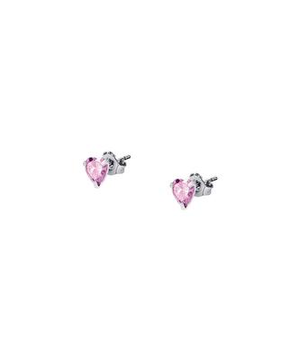 Silver Earrings With Pink Zircons LPS01AWV28 For Women