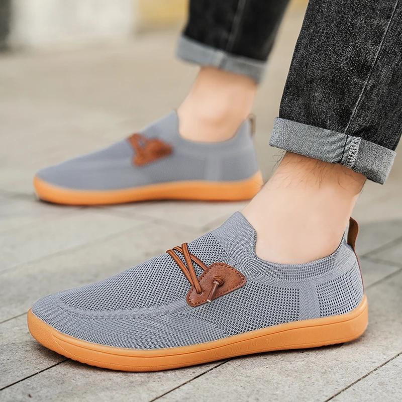 New Men Casual Sneakers Minimalism Zero Drop Sole Walking Shoes Outdoor Breathable Non-slip Flats Loafer Mens Driving Shoes