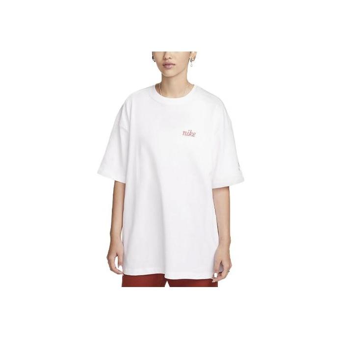 Nike Letter Embroidery Cartoon Anime Pattern Loose Short Sleeve Drop Shoulder T-Shirt Women T-Shirts White HF4752-100