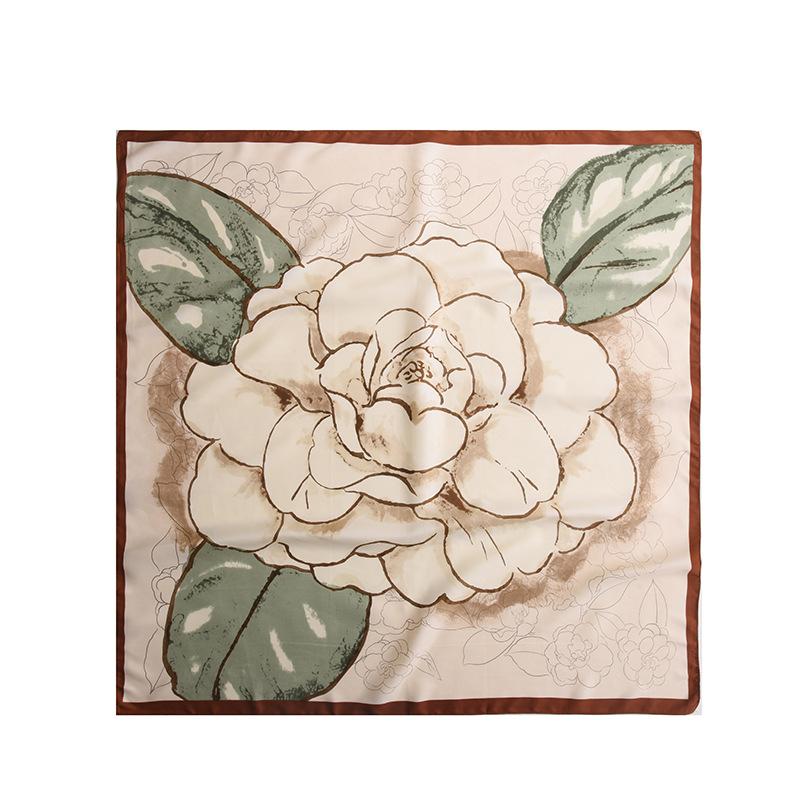 Foulard Stampati Primavera ed Estate, Foulard Quadrati 90 Fiore di Tè, Foulard da Donna Protezione Solare, Foulard, Accessori