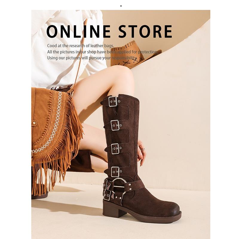 

Кожа Коровья Велюр Ретро Рыцарские Сапоги Пряжка Ремень Высокие, но До Колена Сапоги Черные Ковбойские Сапоги в Западном Стиле 40 коричневый