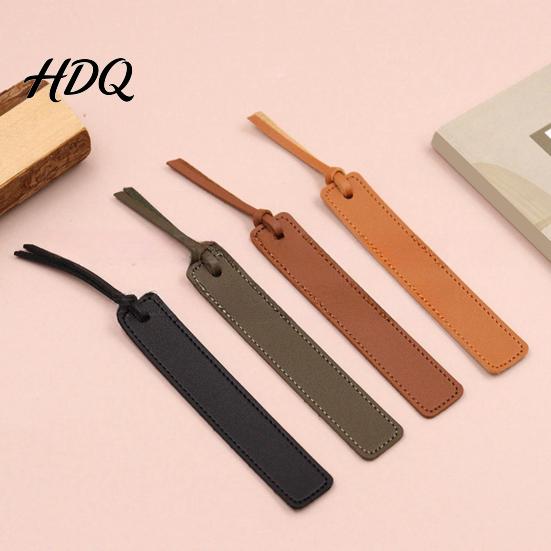 Book Accessories Faux Leather Bookmark Classic Stitched Bookmark with Rope Ultra-Thin Stationery