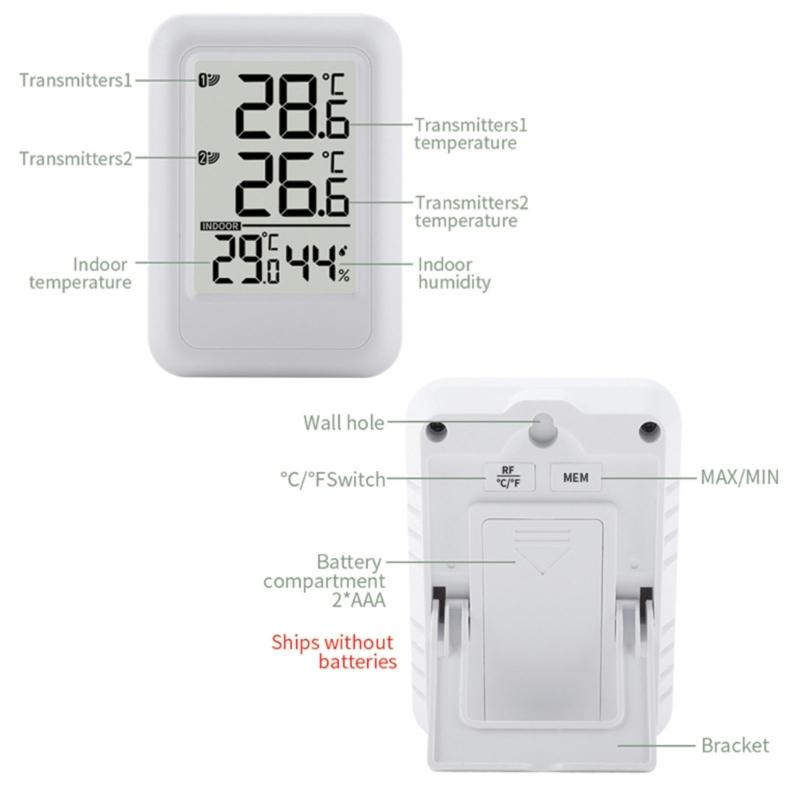Digital Thermometers with Indoor Outdoor Temperature Wireless Display Digital Hygrometer Thermometers with 2 Remote Sensors