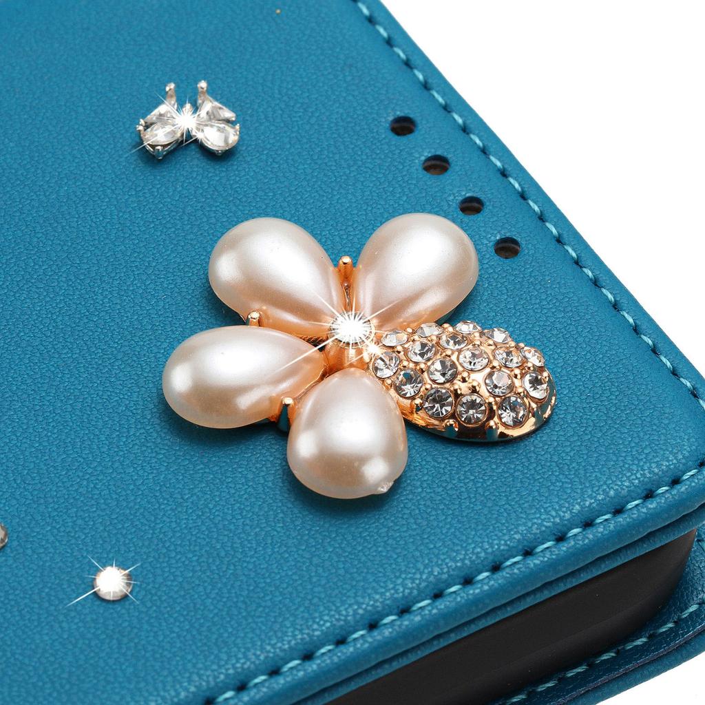Pour Samsung Galaxy A57 5G Étui Motif Feuilles Florales Multiples Emplacements pour Cartes Fermeture Éclair Housse de Téléphone en Cuir avec