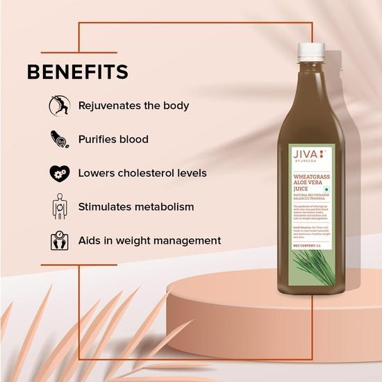 Jiva Wheatgrass Aloe Vera Juice | Help To Boost Immunity | Helps In Weight Management - 1Ltr (Pack of 1)