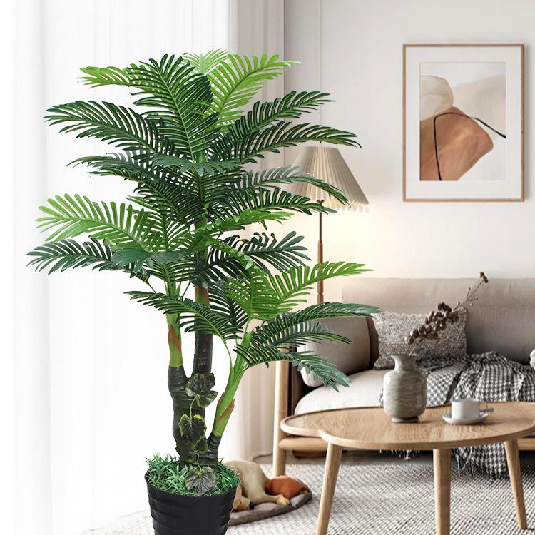 Große künstliche Fischschwanzpalme als Zimmerpflanze | Indoor-Kunstgrün für die Wohnzimmerdekoration