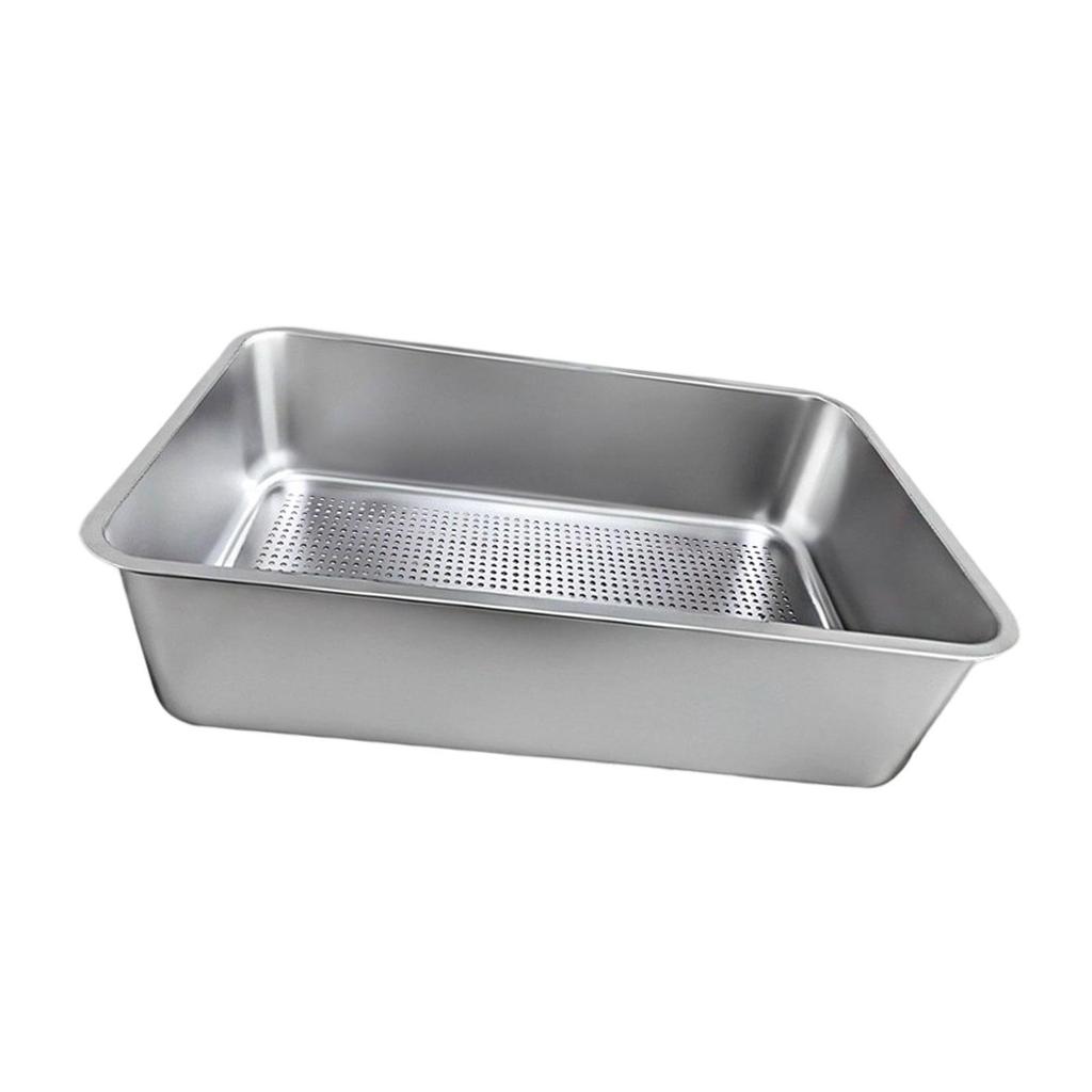 Portable Cat Litter Tray Stainless Steel High Sided Non Stick Open Metal Sifter for Indoor Enclosure Small Animals