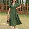 ZANZEA Women Casual V-Neck Half Sleeve Elegant Summer Floral Print Dress