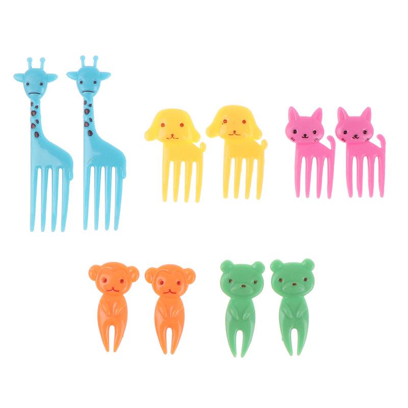 6/10pcs/set Animal Food Fruit Picks Forks Bento Lunch Box Decor Accessory For Kids Toothpick Lunches Party Decor
