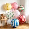 Round Star Striped Foil Balloon 1 Pcs Portable Easy Store Balloon for Family Gathering Birthday Home Decor