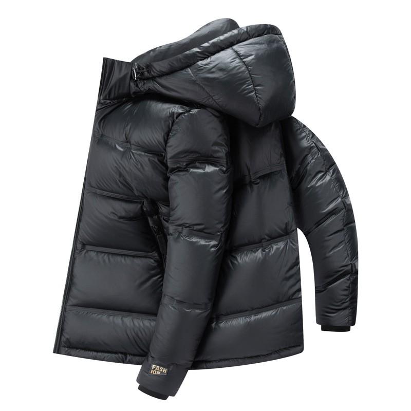 Mens Winter Down Jacket 90% White Duck Removable Hood Lightweight Warm Casual Parka Cold Weather