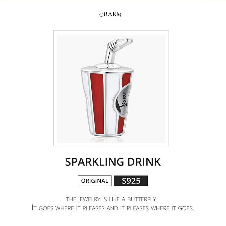 WOSTU 925 Sterlingsilber Köstlicher Funkelnder Getränkeanhänger Passend für Original Armband Halskette DIY Schmuck