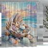 Waterproof Ocean Seashell Beach Shower Curtain Tropical Nautical Bathroom Decor Art Print Curtain for Home Use