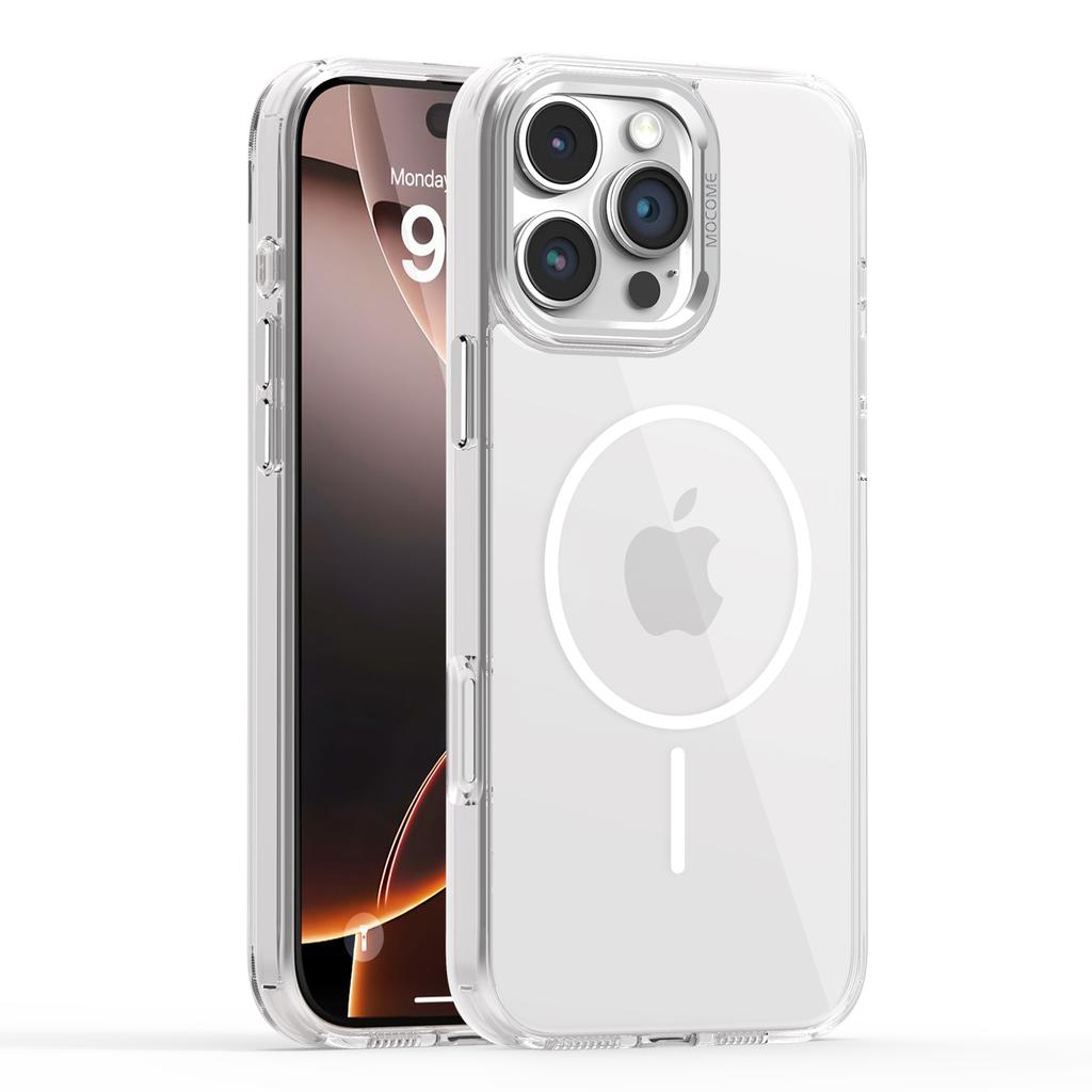 For iPhone 16 Pro Magnetic Clear Case TPU PC Protective Phone Cover
