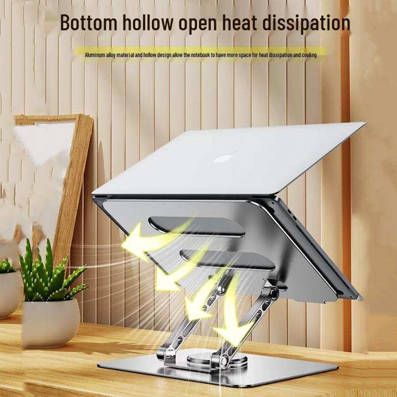 Adjustable Aluminum Alloy Laptop Stand with Cooling Riser and Rotating Feature