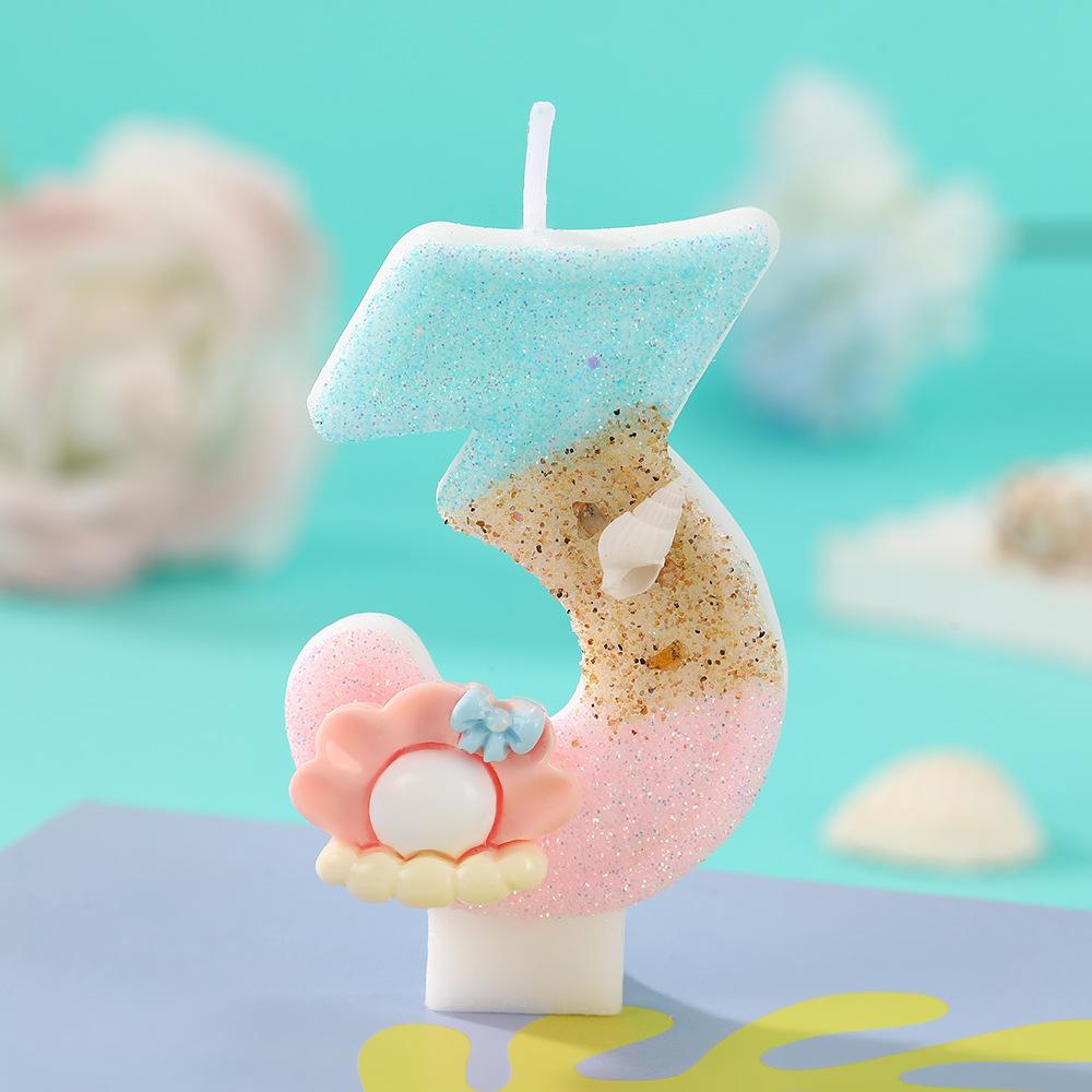 Original Birthday Candle for Girl Pink Pearl Seashell Birthday Candles Ocean Theme Decoration for Cake Party