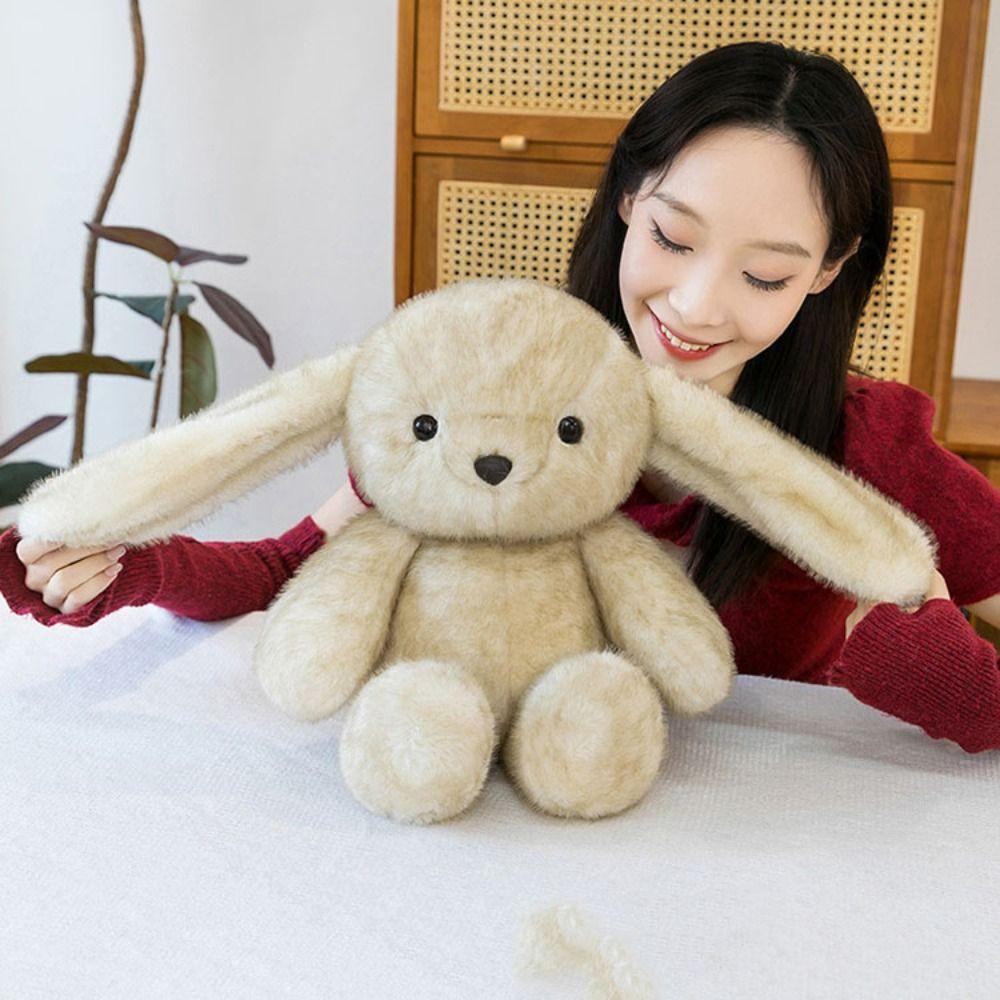Fluffy Big Ear Rabbit Plush Toy Interactive Stuffed Animals Rabbit Toy  Birthday Parties