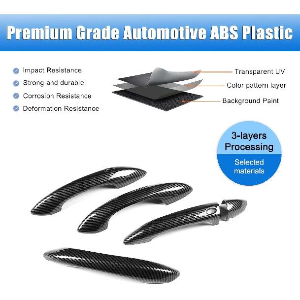 Door Handle Cover Protector for H-yundai Santa Cruz 2022 2023 2024 Accessories, ABS Car Exterior Door Handle Cover Trim 5Pcs (Carbon Fiber Pattern)