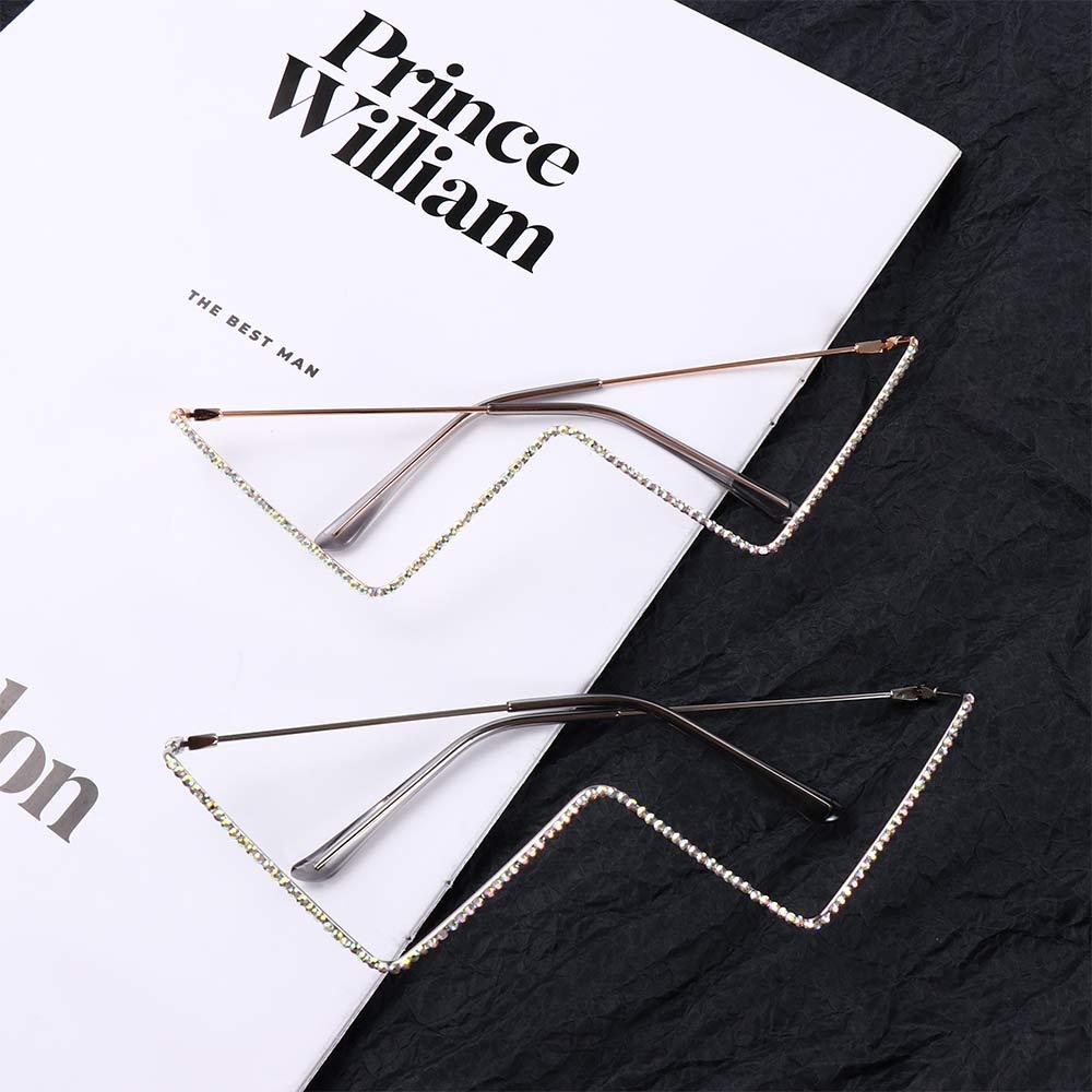 Women Metal Rhinestone Rhinestones Glasses Frame Triangle Glasses Frame Fake Glasses Glasses Frame